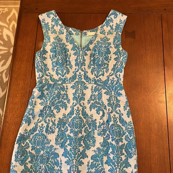 Tracy Reese dress. Tapestry Jacquard Brocade material. Size 6 Beautiful blue - Picture 2 of 11